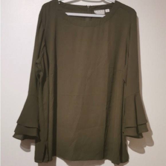 Joan Rivers Olive Green Blouse Size 20W - Picture 2 of 6